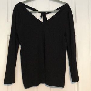 Black v neck tie loft shirt